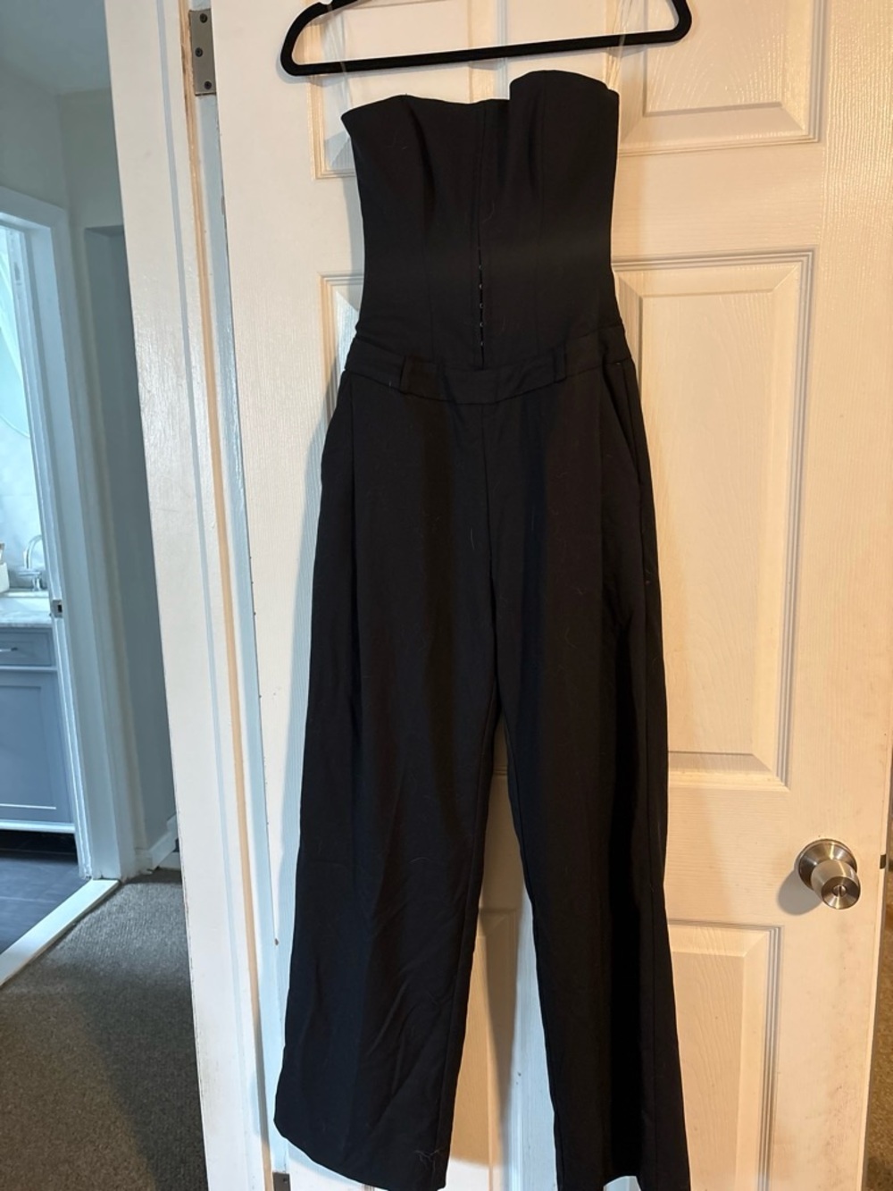 Oh Polly Black Strapless Wide-Leg Jumpsuit
